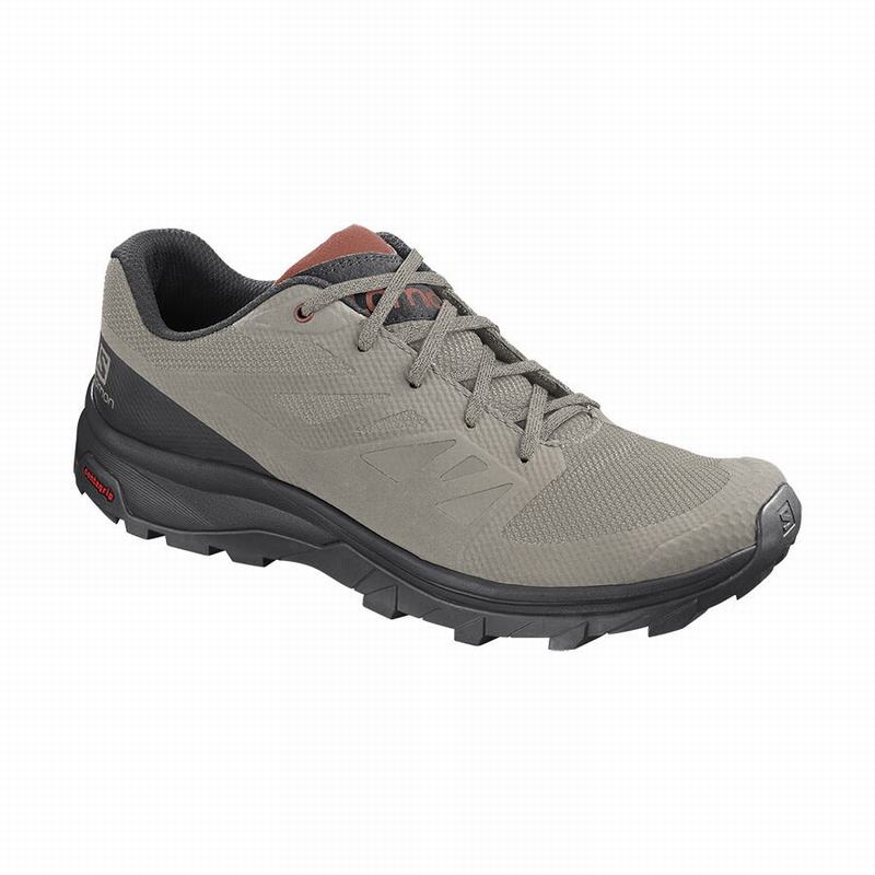 SALOMON OUTLINE Philippines - Men's Hiking Shoes - Black/Dark Red | 708214-FLB
